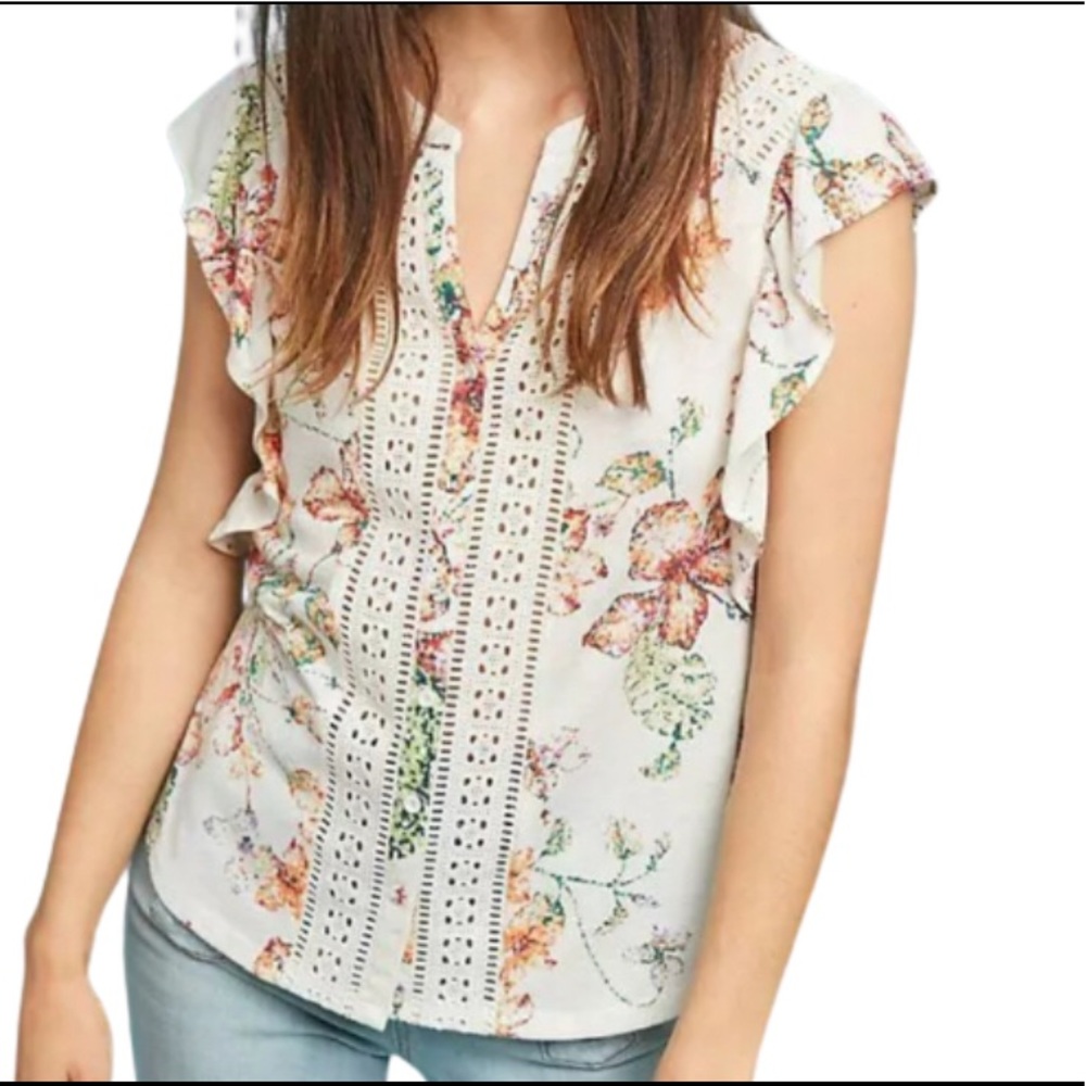Anthropologie Maeve Kailana flutter sleeve top size small